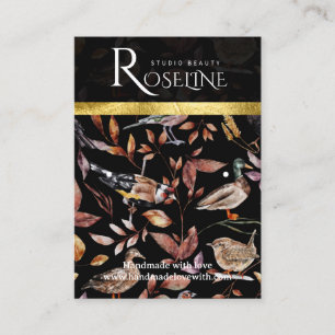 Elegant Black and gold flower birds card display