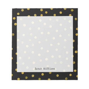 Elegant Black And Gold Foil Confetti Dots Notepad