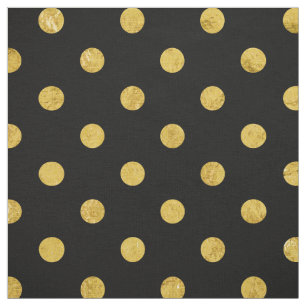 Elegant Black And Gold Foil Polka Dot Pattern Fabric