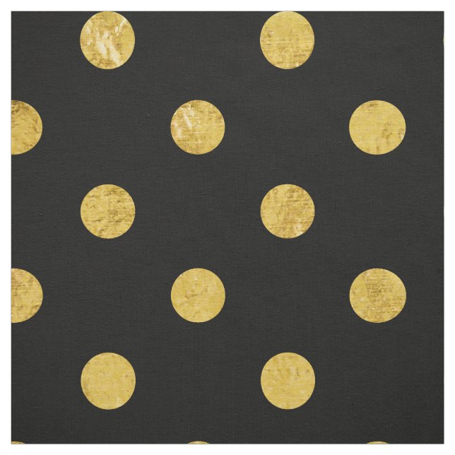 Elegant Black And Gold Foil Polka Dot Pattern Fabric (Swatch)