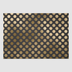 Elegant Black and Gold Foil Polka Dots Pattern Tissue Paper