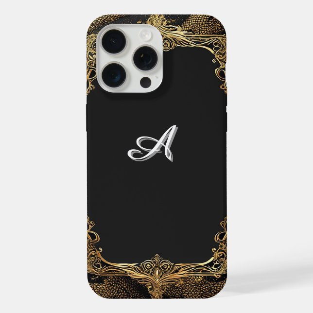Elegant Black and Gold Frame iPhone Case (Back)