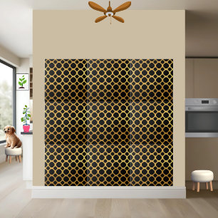Elegant Black and Gold Geometric Pattern Tile