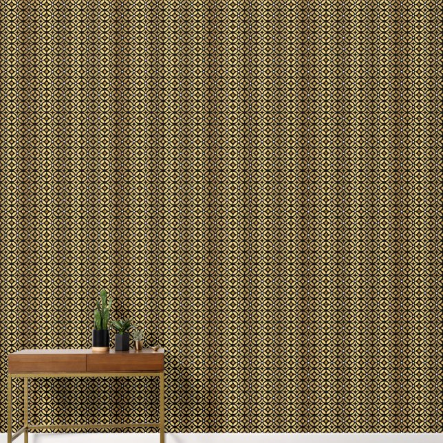 Elegant Black And Gold Geometric Pattern Wallpaper (Hallway)