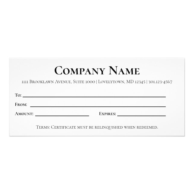Elegant Black and Gold Gift Certificate Template (Front)