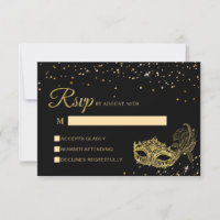 Elegant Black and Gold Glitter Masquerade