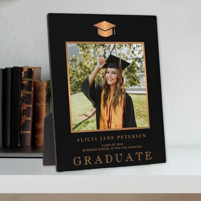 Elegant black and gold graduate photo graduation plaque (Creator Uploaded)