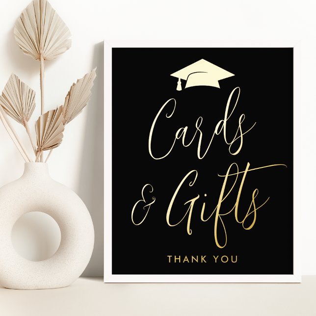 Elegant Black and Gold Graduation Cards and Gifts Foil Prints (Creator Uploaded)