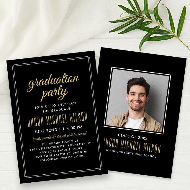 Elegant Black and Gold Graduation Party Invitation (Creator Uploaded)