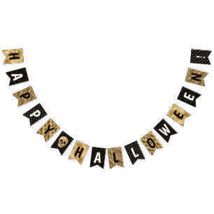 Elegant Black and Gold Halloween Party Bunting
