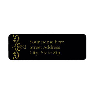Elegant Black and Gold Heart Return Address Return Address Label