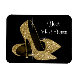 Elegant Black and Gold High Heel Shoe Magnets