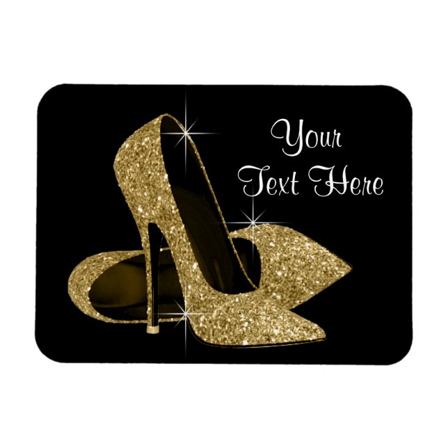 Elegant Black and Gold High Heel Shoe Magnets (Horizontal)
