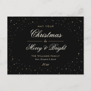 Elegant Black and Gold Holiday Postcard
