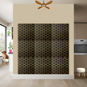 Elegant Black and Gold Honeycomb Hexagon Pattern  Ceramic Tile
