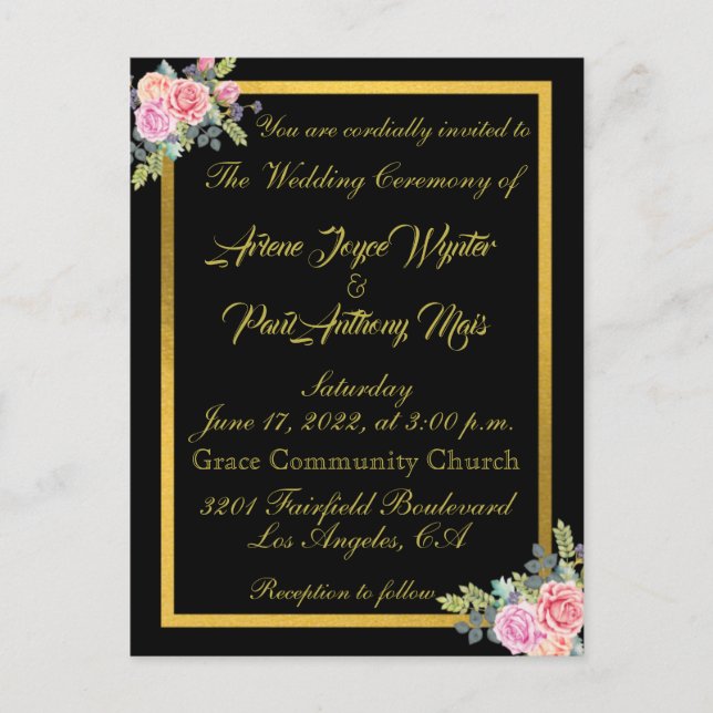 Elegant Black and Gold Invitation (Front)