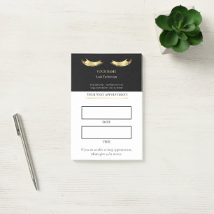 Elegant black and gold Lash appointment Post-it Notes