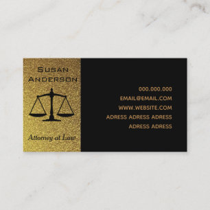 Elegant black and gold lawyer notary professional business card