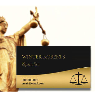 Elegant black and gold legal professional business card