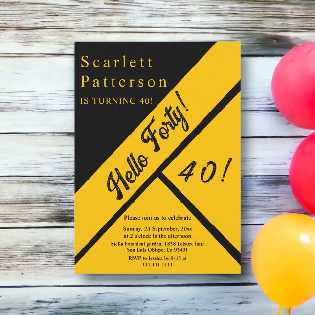 Elegant Black And Gold Luxury Chic 40th Birthday Invitation (Creator Uploaded)