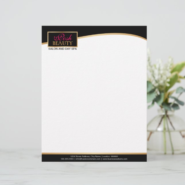 Elegant Black and Gold Luxury Personalised Letterhead (Standing Front)