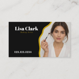 Elegant Black and Gold Makeup Artist Beauty Business Card