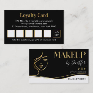 Elegant black and gold makeup artist Loyalty Card