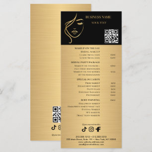 Elegant Black and Gold Makeup Price List Menu