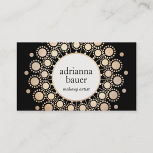 Elegant Black and Gold Mandala Beauty Salon Business Card