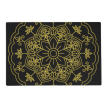 Elegant Black And Gold Mandala Laminated Paper