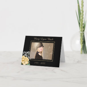 Elegant Black and Gold Memorial Thank You Card