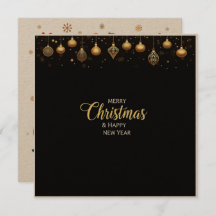 Elegant Black and Gold Merry Christmas & New Year