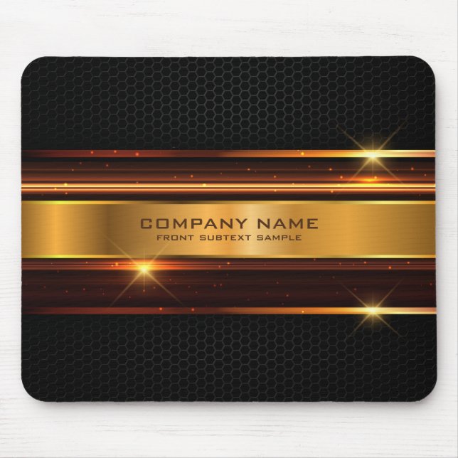 Elegant black and gold metallic geometric design mouse pad (Front)