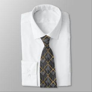 Elegant Black And Gold Modern Neck Tie