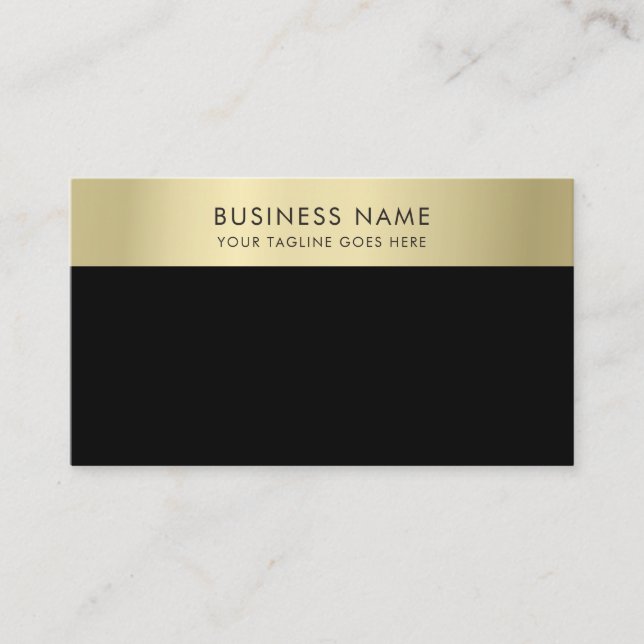 Elegant Black And Gold Modern Simple Template Chic Business Card (Front)
