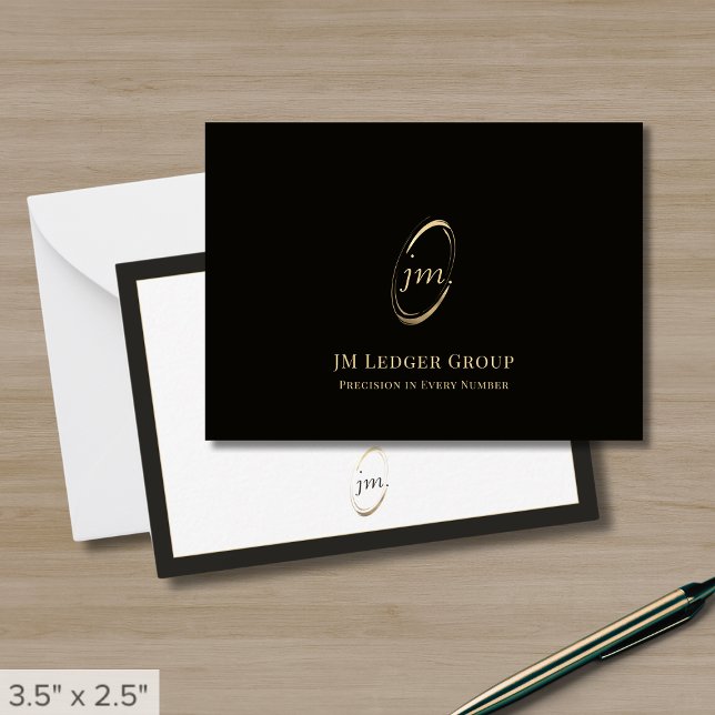 Elegant Black and Gold Monogram Initials Logo Card (Creator Uploaded)