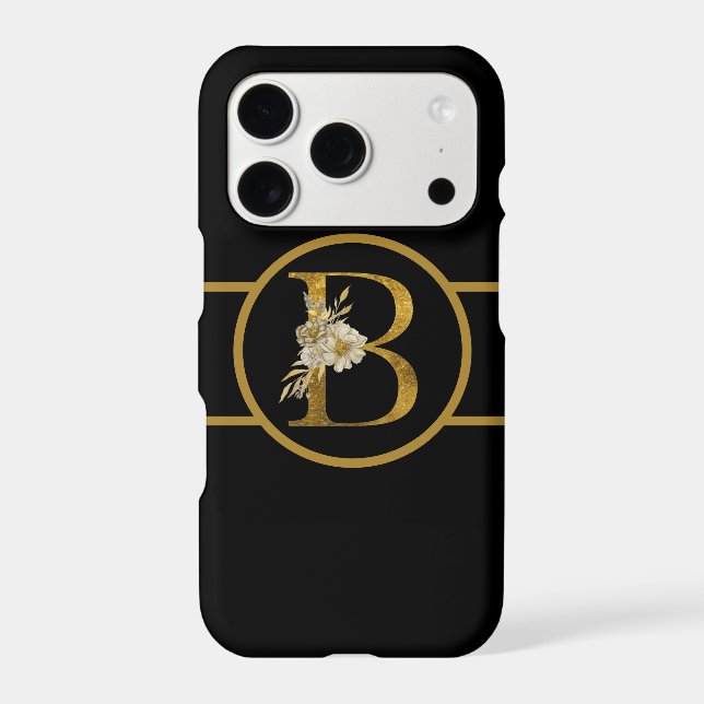 Elegant Black and Gold Monogram Letter "B" (Back)