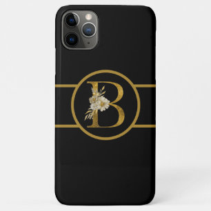 Elegant Black and Gold Monogram Letter "B" iPhone 11 Pro Max Case