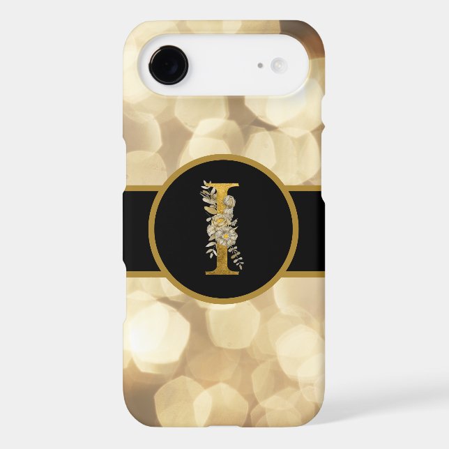 Elegant Black and Gold Monogram Letter "I" (Back)