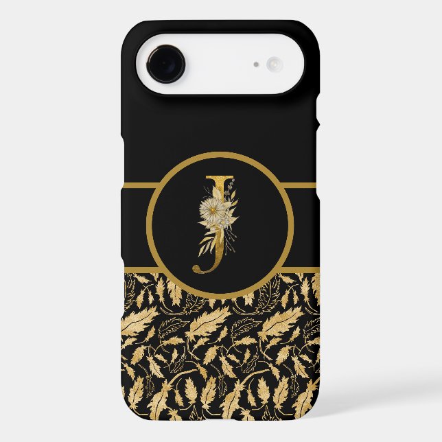 Elegant Black and Gold Monogram Letter "J" (Back)