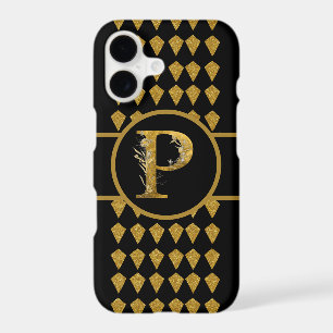 Elegant Black and Gold Monogram Letter "P"