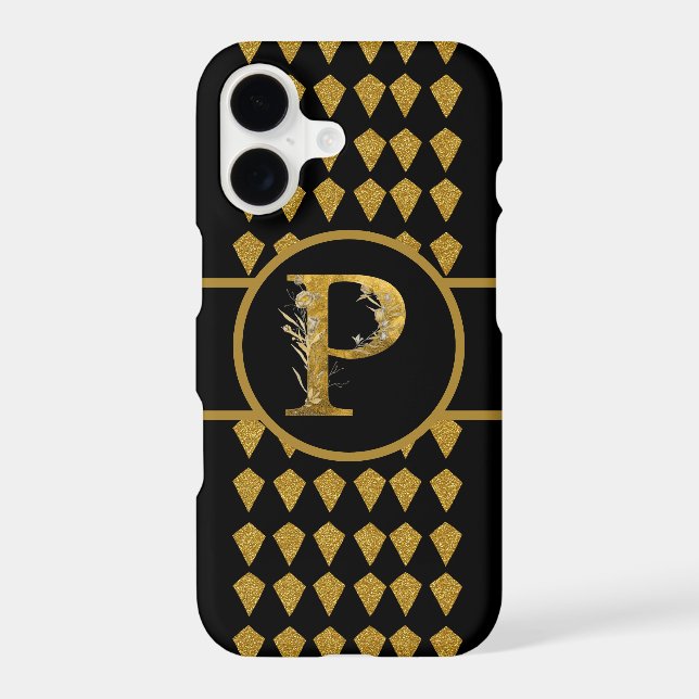 Elegant Black and Gold Monogram Letter "P" (Back)