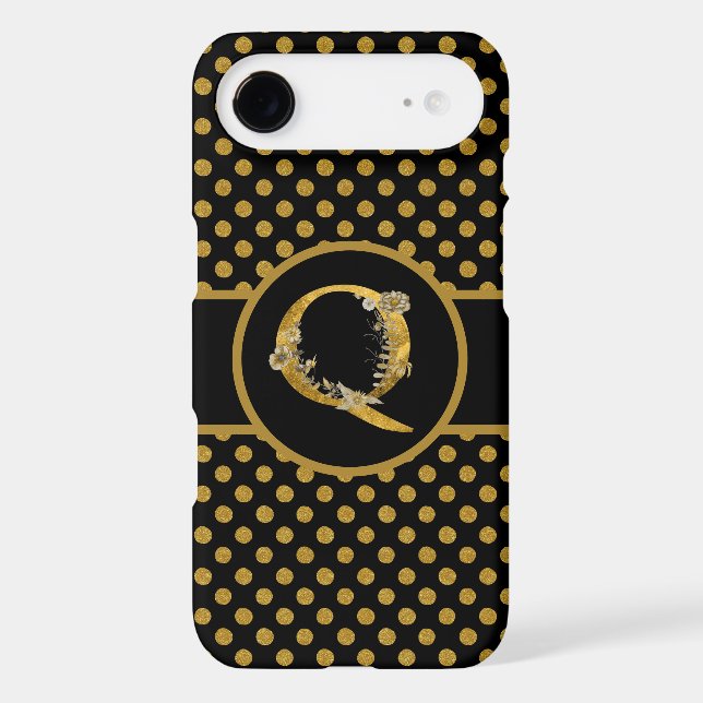 Elegant Black and Gold Monogram Letter "Q" (Back)