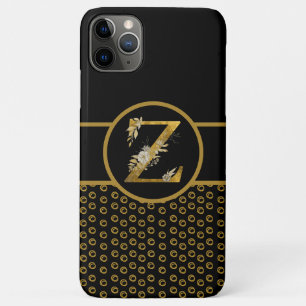 Elegant Black and Gold Monogram Letter "Z" iPhone 11 Pro Max Case