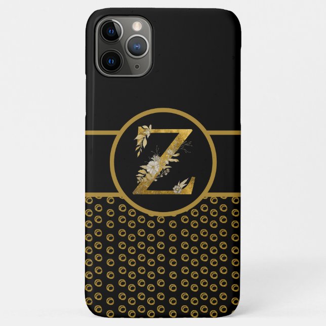 Elegant Black and Gold Monogram Letter "Z" Case-Mate iPhone Case (Back)