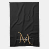Elegant Black and Gold Monogram Script Name Kit