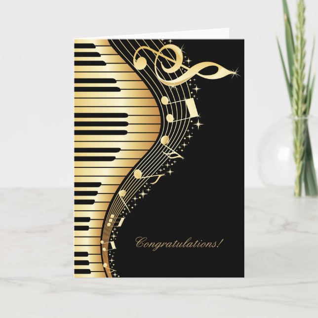 Elegant Black And Gold Music Notes Design (Front)