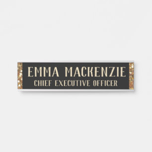 Elegant Black and Gold Name Plate - Door Sign
