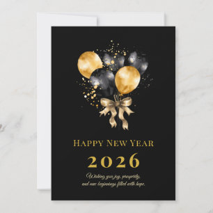 Elegant Black and Gold New Year Greeting Card