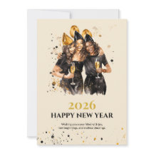 Elegant Black and Gold New Year Greeting Card